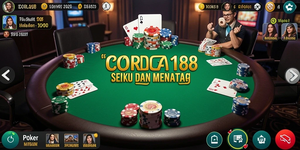 Tampilan antarmuka CORLA188 yang menarik dan mudah digunakan untuk bermain Poker.