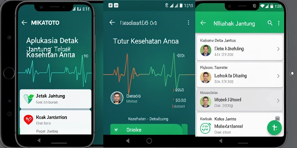 Tampilan utama MIKATOTO menampilkan grafik detak jantung yang jelas dan informatif.