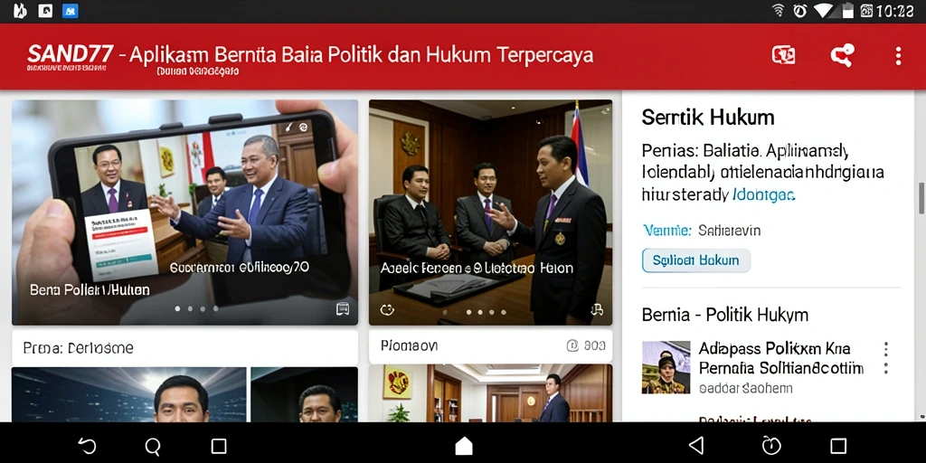 Tampilan dalam aplikasi SAND77 yang menampilkan berita politik dan hukum.