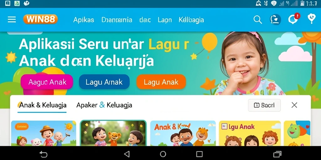 Tampilan antarmuka aplikasi lagu anak yang menyenangkan dan interaktif.